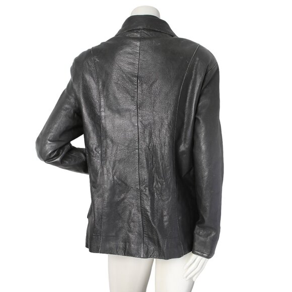 Vintage Edarly Calf Skin Leather Jacket Black Zipper Fitted Lined Coat Mexico - Picture 5 of 16
